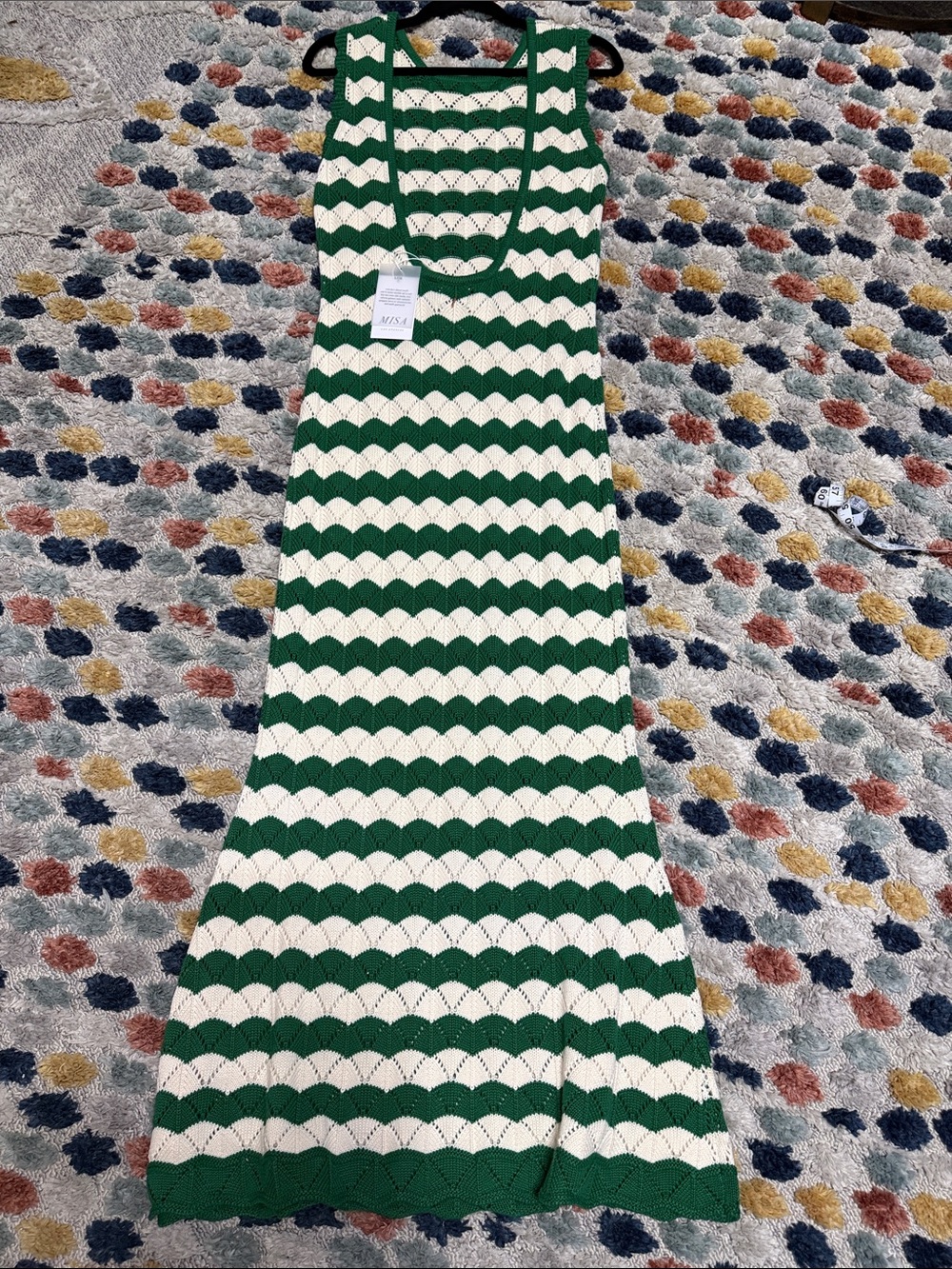 Misa Los Angeles Green and Cream Crochet Maxi Dress - Picture 4 of 6